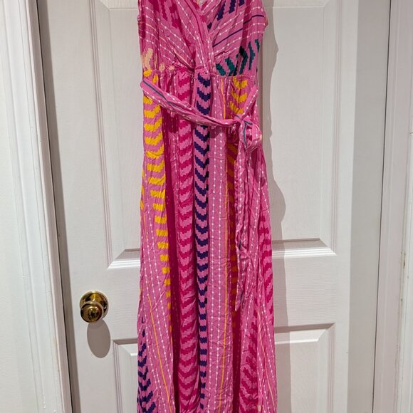 *NEW* CUPSHE Pink V-Neck Belted Maxi Dress Medium - Picture 3 of 4